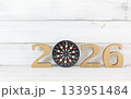 2026 New Year Goals Concept with Dartboard Target in Center 133951484