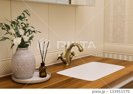 Rustic bathroom decor, Ecofriendly elements contribute to serene and stylish bathroom environment Rustic bathroom decor, Ecofriendly elements contribute to serene and stylish bathroom environment 133951570