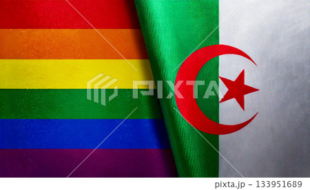 レインボーフラッグとアルジェリアの国旗 133951689