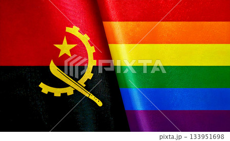 レインボーフラッグとアンゴラの国旗 レインボーフラッグとアンゴラの国旗 133951698