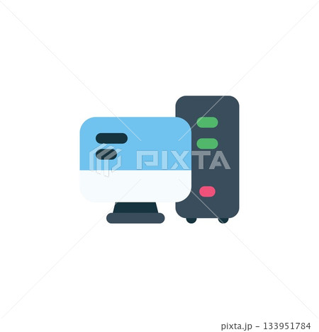 computer vector icon. computer component icon flat style. perfect use for logo, presentation, website, and more. simple modern icon design cartoon style computer vector icon. computer component icon flat style. perfect use for logo, presentation, website, and more. simple modern icon design cartoon style 133951784