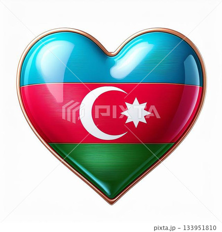 アゼルバイジャンの国旗のハート 133951810