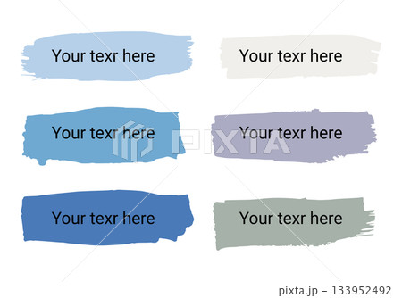 Brush stroke label set with text placeholders in blue and pastel tones 133952492