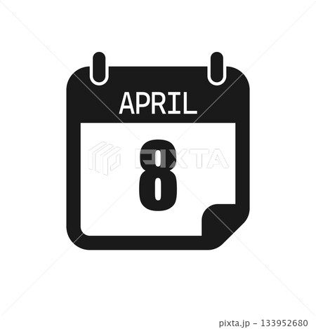 Vector icon page day calendar - 8 April month Vector icon page day calendar - 8 April month 133952680