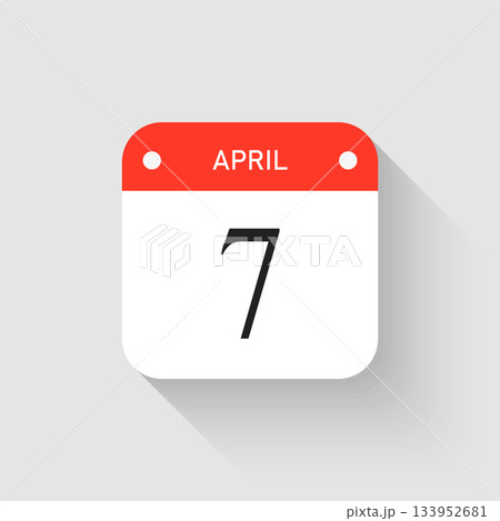Vector icon page day calendar - 7 April month Vector icon page day calendar - 7 April month 133952681