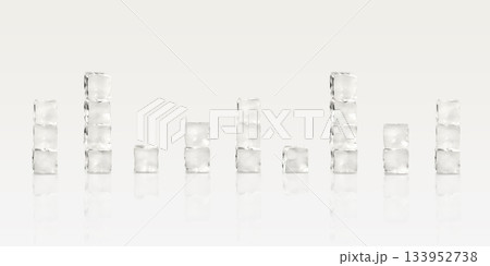 Demonstrating the colors of 2026 - Cloud Dancer. Abstract background of ice cubes built into a tower with space for text. Color concept. Demonstrating the colors of 2026 - Cloud Dancer. Abstract background of ice cubes built into a tower with space for text. Color concept. 133952738