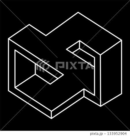 Impossible objects. Line geometric shape. Optical illusion figure. Op art. Impossible objects. Line geometric shape. Optical illusion figure. Op art. 133952904
