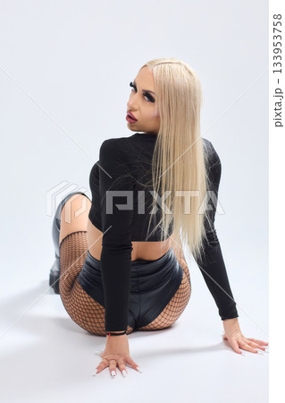 Elegant confident display, Stylish presentation featuring self-assured grace and sophistication, Self confident fashion statement demonstrating strength and refined style 133953758