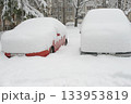 Vehicles Covered By Heavy Snow During Winter Storm In Neighborhood 133953819