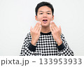 Asian Teenage Boy Studio Portrait on White Background Surprised 133953933