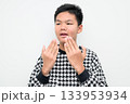 Asian Teenage Boy Studio Portrait on White Background Surprised 133953934