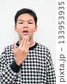 Asian Teenage Boy Studio Portrait on White Background Surprised 133953935
