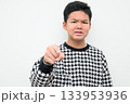 Asian Teenage Boy Studio Portrait on White Background Angry Pointing Finger 133953936