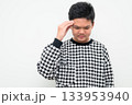 Asian Teenage Boy Studio Portrait on White Background Stressed Thinking 133953940