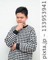 Asian Teenage Boy Studio Portrait on White Background Stressed Thinking 133953941