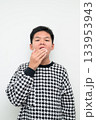 Asian Teenage Boy Studio Portrait on White Background Tired Yawning 133953943