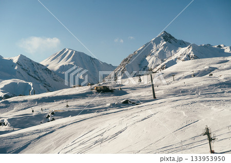 Explore Gudauri ski resort in Georgia with beautiful mountains and winter landscapes Explore Gudauri ski resort in Georgia with beautiful mountains and winter landscapes 133953950