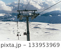 Ski lift at Gudauri in Georgia with snow-covered mountains in the background 133953969