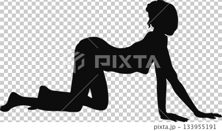 Silhouette illustration of a posing woman Silhouette illustration of a posing woman 133955191