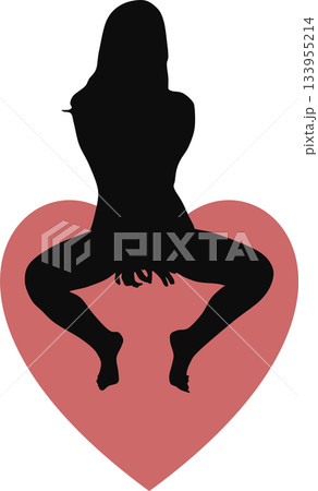 ポーズをとる女性のシルエットイラスト ポーズをとる女性のシルエットイラスト 133955214