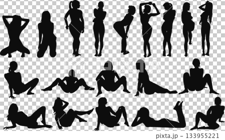 女性剪影插畫套裝 133955221