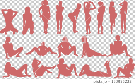 Posing female silhouette illustration set Posing female silhouette illustration set 133955222