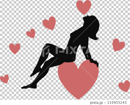 ポーズをとる女性のシルエットイラスト 133955243