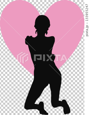 ポーズをとる女性のシルエットイラスト ポーズをとる女性のシルエットイラスト 133955247