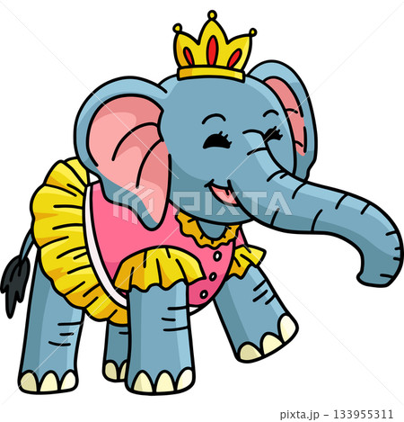 Princess Elephant Cartoon Colored Clipart  133955311