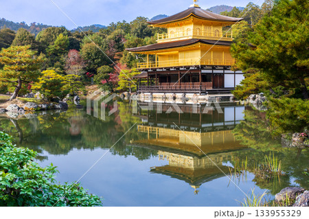 秋の水面に映る金閣寺 秋の水面に映る金閣寺 133955329