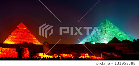 Pyramids of Giza in Cairo, Egypt. 133955399