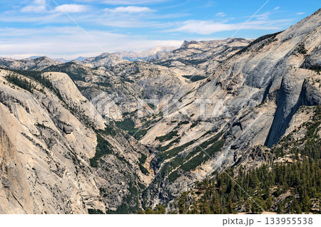 Sierra Nevada mountains and Yosemite National Park as viewed from the Half Dome in California, USA Sierra Nevada mountains and Yosemite National Park as viewed from the Half Dome in California, USA 133955538