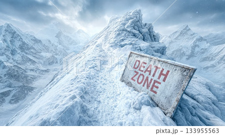 High-Altitude Death Zone Path in Extreme Winter Mountains 133955563