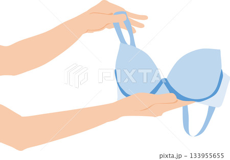 ブラジャーを手に持っているイラスト	 133955655