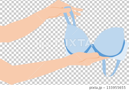 ブラジャーを手に持っているイラスト	 133955655