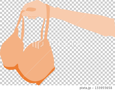 Illustration of a woman holding a bra Illustration of a woman holding a bra 133955658