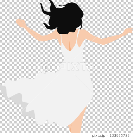 スカートが風でなびいている女性のイラスト スカートが風でなびいている女性のイラスト 133955785