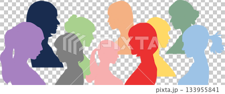 女性の横顔のシルエットイラスト 133955841