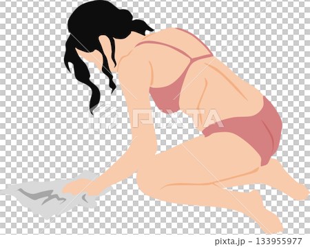 一幅女人拖地的插圖 一幅女人拖地的插圖 133955977
