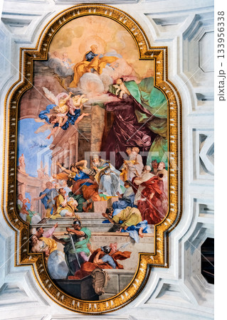 Fresco on Ceiling of Church of Saint Peter in Chains in Rome Italy 133956338