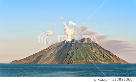 Island Stromboli by Tyrrhenian sea in Italy. Island Stromboli by Tyrrhenian sea in Italy. 133956360