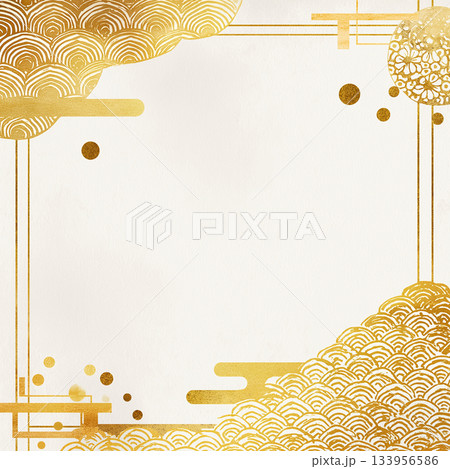 静けさと華やかさを併せ持つ白金の和風背景素材｜伝統と現代の美意識が融合した洗練されたイラストデザイン 133956586