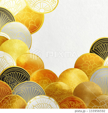 静けさと華やかさを併せ持つ白金の和風背景素材｜伝統と現代の美意識が融合した洗練されたイラストデザイン 133956592