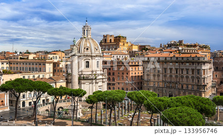 Rome cityscape with Trajan Column Rome, Italy. 133956746