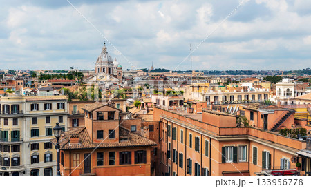 Cityscape of  Rome from the stairs in Piazza di Spagna 133956778