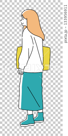 身著寬鬆服裝的女性全身插圖 133956911