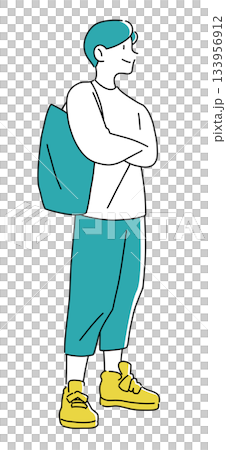 身著休閒裝、雙臂交叉的男士全身像 133956912