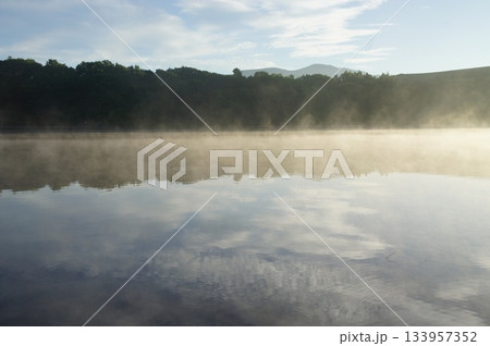 幻想的な初夏のバラギ湖の朝もや＠群馬県嬬恋村バラギ高原⑥ 133957352