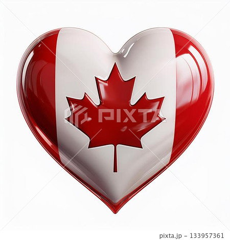 カナダの国旗のハート 133957361