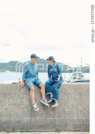 寄り添うシニア夫婦のふれあい 133957486